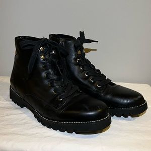 Faux Leather Black Grunge Waterproof Combat Booties